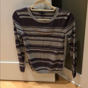 Grey and purple striped sweater